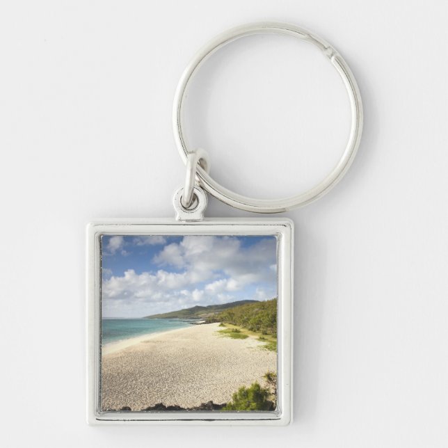 Mauritius, Rodriguesön, St. Francois, St. Fyrkantig Silverfärgad Nyckelring (Framsidan)