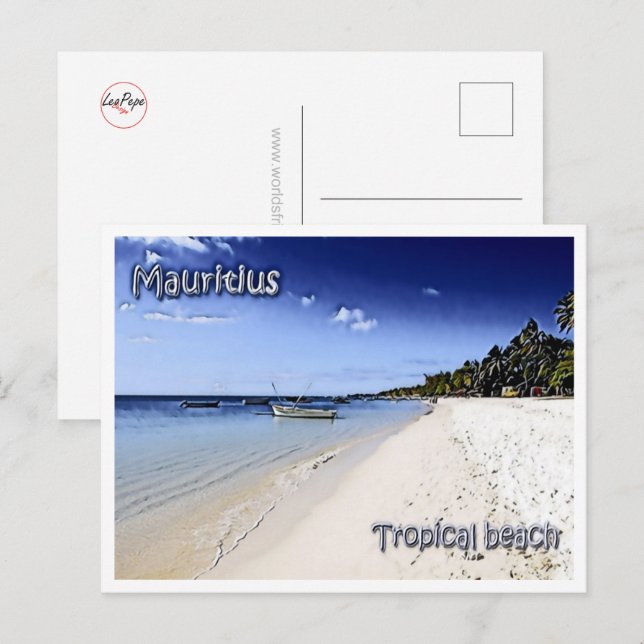 Mauritius - Tropisk strand - Vykort (Fram/baksida)