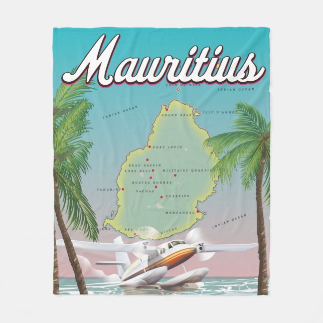 Mauritius vintage affisch fleecefilt (Framsidan)