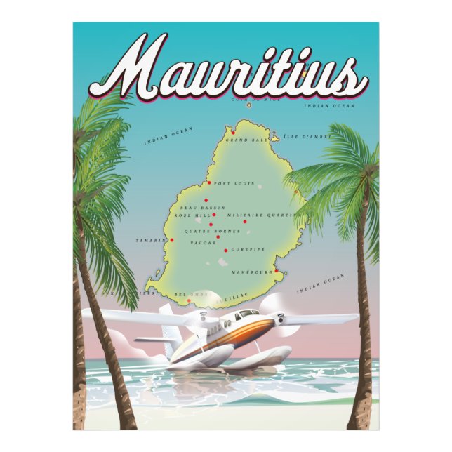 Mauritius vintage affisch fototryck (Framsidan)