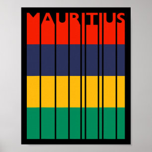 Mauritius Vintage Mauritisk Flagga Semester Poster