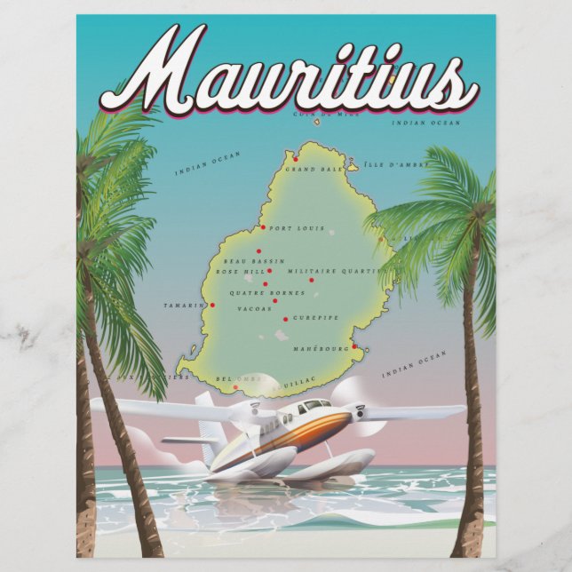 Mauritius vintage resor poster brevhuvud (Framsida)