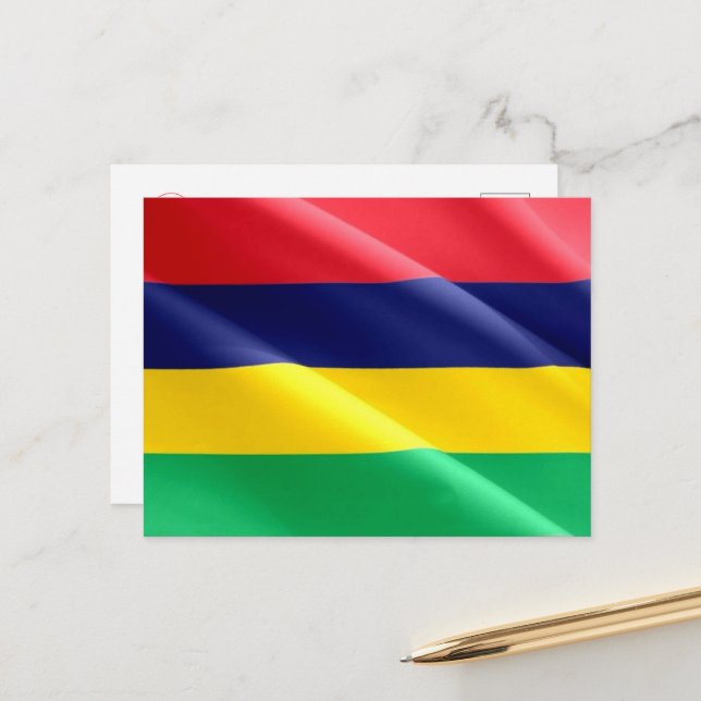 Mauritius - Wave Flagga - Vykort (Fram/Back In Situ)