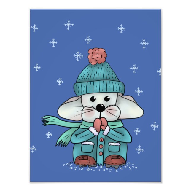 Maus im Schnee  Fototryck (Framsidan)