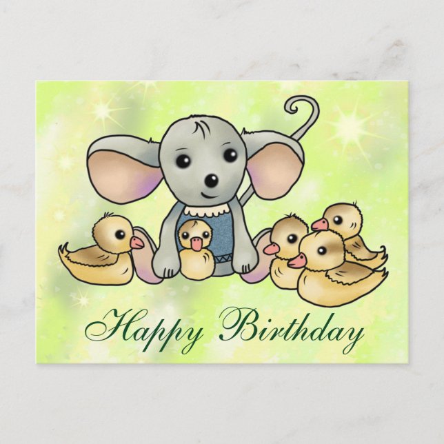 Maus mit Entchen Postkarte Vykort (Framsida)