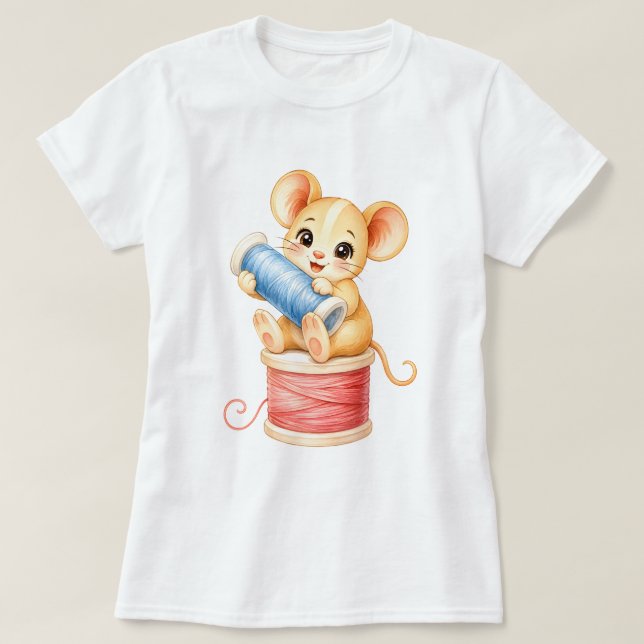 Maus mit Garnknäuel T Shirt (Design framsida)