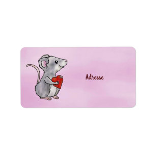 Maus mit Herz Adressetikett