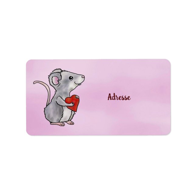 Maus mit Herz Adressetikett (Framsidan)