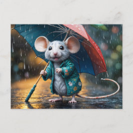 Maus mit Schirm Postcard Vykort