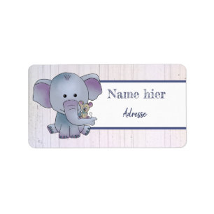 Maus und Elefant Adressetikett