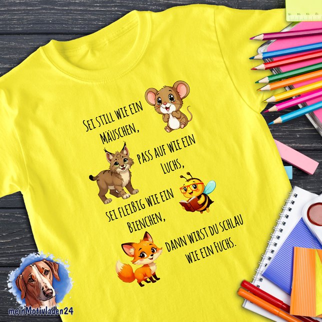 Mäuschen - Luchs - Biene - Fuchs | Schulanfang T Shirt (T-Shirt zum Kitaabschluss und Schulanfang - Mäuschen, Luchs, Bienchen, Fuchs)