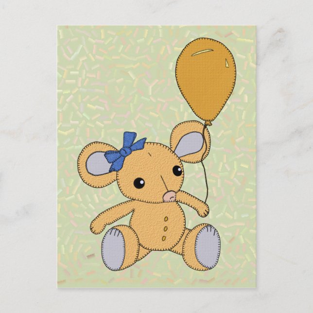 Mäuschen mit Ballon Vykort (Framsida)