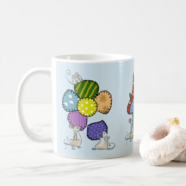 Mäuse kunterbunt kaffemugg (Med munk)