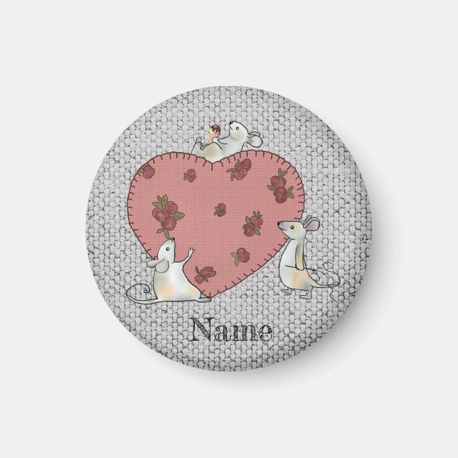 Mäuse nähen Herz Magnet (Framsidan)