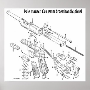 Mauser C96 9 mm broomhandle poster