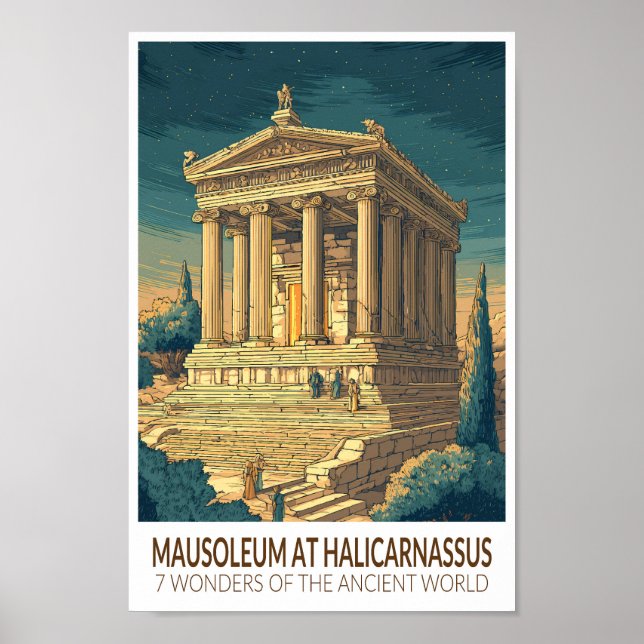 Mausoleum at Halicarnassus 7 Wonders of the World Poster (Framsidan)