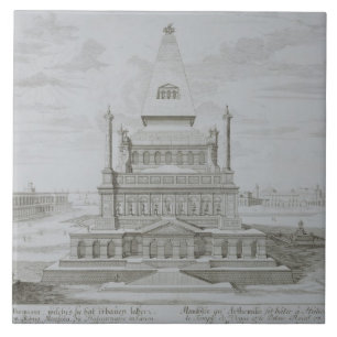 Mausoleum av Halicarnassus, Bodrum, Turkiet, från Kakelplatta