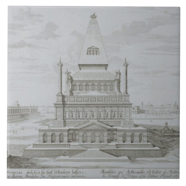 Mausoleum av Halicarnassus, Bodrum, Turkiet, från Kakelplatta (Framsidan)