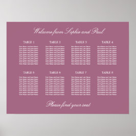 Mauve 8 Bord Bröllop-sätesschemat Poster