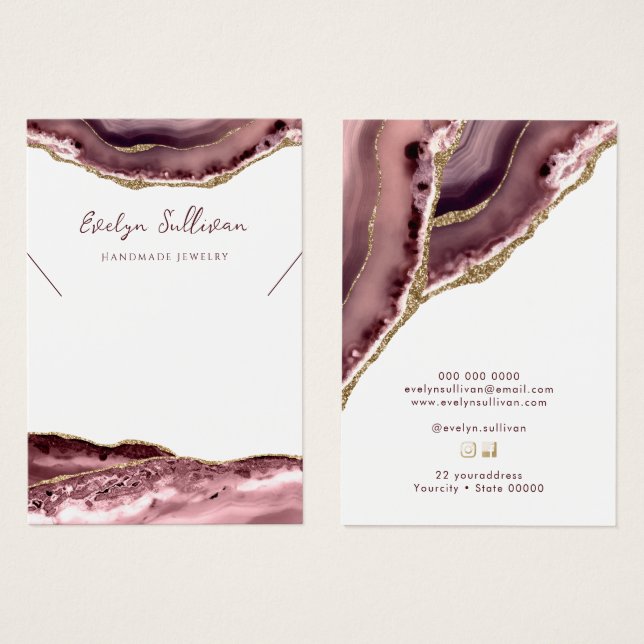 Mauve agate necklace visning Card Visitkort (Framsida & baksida)