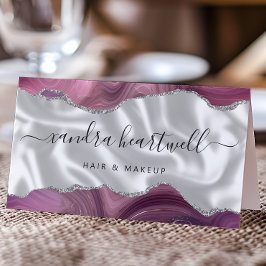 Mauve Agate Silver Glitter Luxury Visitkort