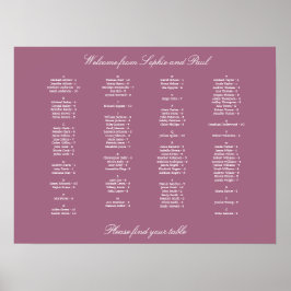 Mauve Alfabetical Seating Chart Poster