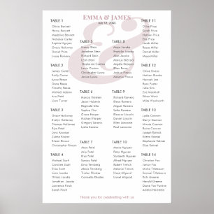 Mauve Ampersand Bröllop   14 Bordsplacering Poster