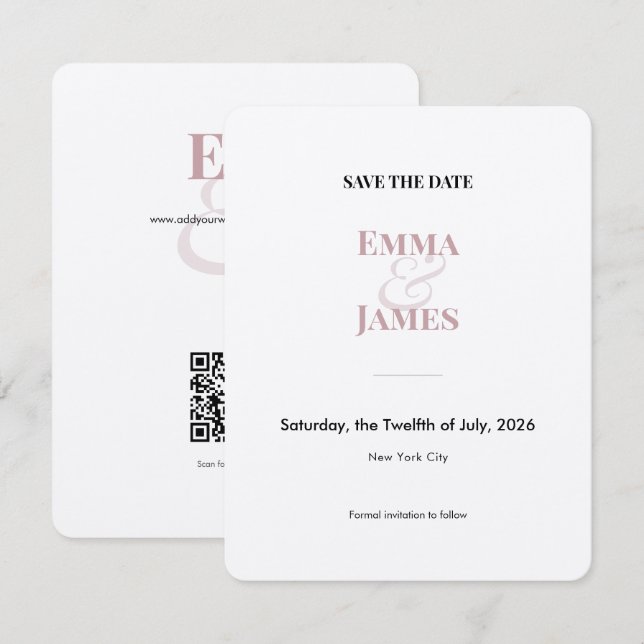 Mauve Ampersand Save the Date | Bröllopskort Spara Datumet (Fram/baksida)