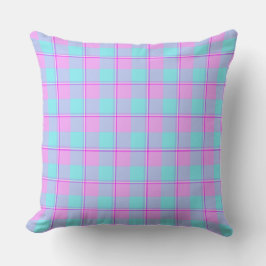 Mauve and Coastal Mist Plaid Blue Pink Kudde