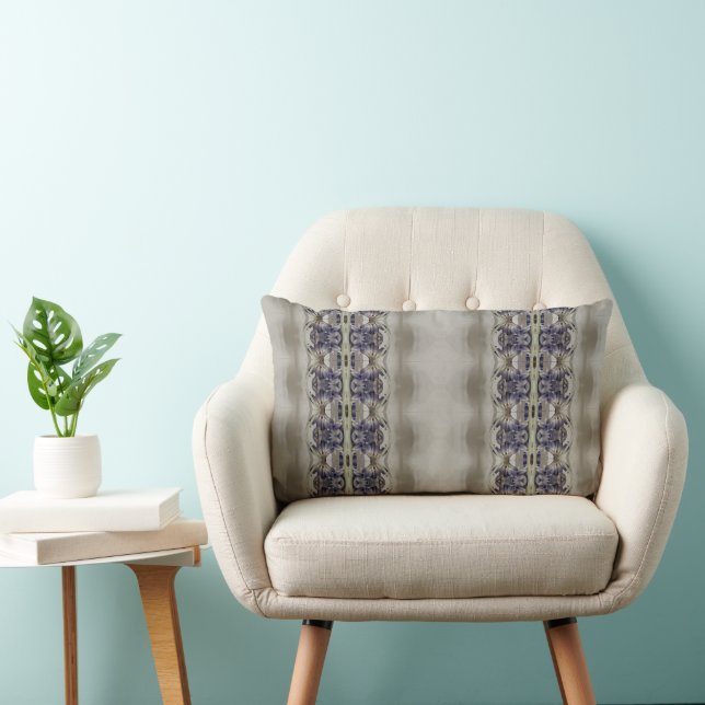 Mauve and Lila Patterned Lumbar Pillow Lumbarkudde (Stol)