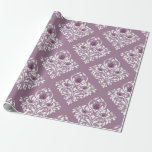 Mauve and White Vintage Damask Pattern Presentpapper<br><div class="desc">Dusky lila och vit paris temed vintage mönster är pappra.</div>