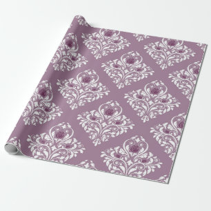 Mauve and White Vintage Damask Pattern Presentpapper