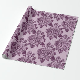 Mauve Antik Ros Mönster Presentpapper