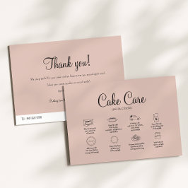 Mauve Bakery Cake Care Instruction Card Anteckningskort
