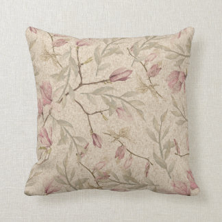 Mauve & Beige Vintage Blommigt Watercolor Mönster Kudde