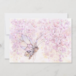 Mauve-Blommar- och fjärilsinbjudan Inbjudningar