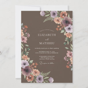 Mauve Blommig Eterisk Bröllop Inbjudningar