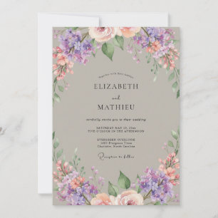 Mauve Blommig Romantisk Whimsy Bröllop Inbjudningar