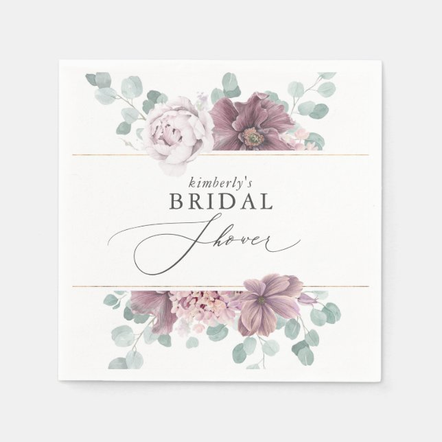 Mauve Blommigt Baby / Möhippa Pappersservett (Framsidan)