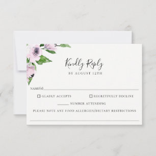 Mauve Blommigt Bröllop Food Allergy OSA kort
