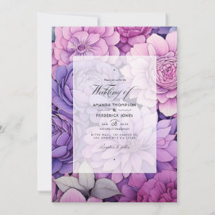 Mauve Blommigt Bröllop Inbjudningar