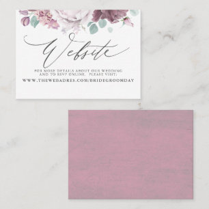 Mauve Blommigt Bröllop webbplatskort Visitkort