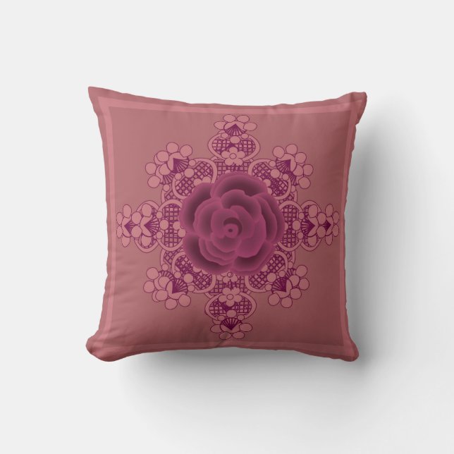 Mauve Blommigt Decorative Pillow Kudde (Framsida)