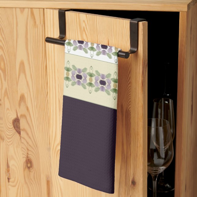 Mauve Blommigt Designad Kökshandduk (Thirds Fold)