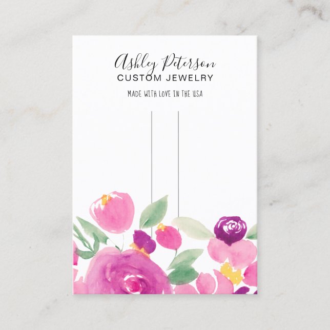 Mauve blommigt elegant hårklippsbarrette, visning visitkort (Framsida)