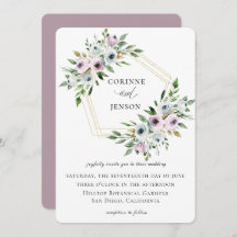 Mauve Blommigt Geometric Bröllop