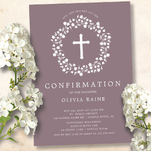 Mauve Blommigt Girls First Confirmation-inbjudan Inbjudningar