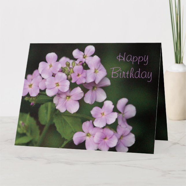 Mauve Blommigt Grattis på födelsedagen Kort (Framsida)