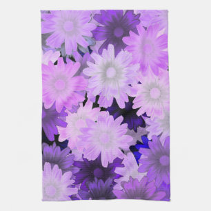 Mauve blommigt kökshandduk