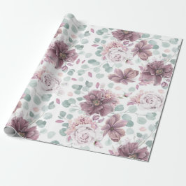 Mauve Blommigt och Eucalyptus Löv Elegant Presentpapper